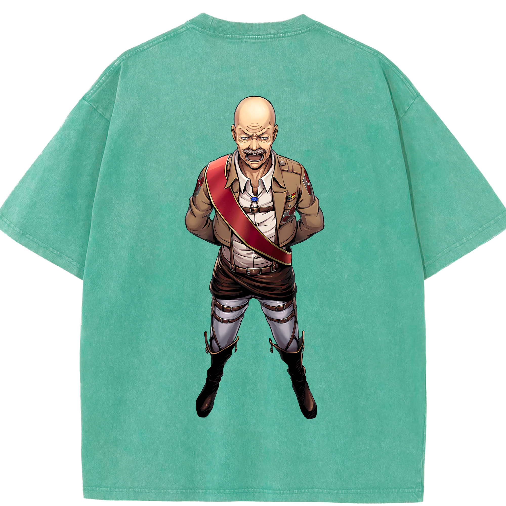 （画像用） 進撃の巨人 ドット·ピクシス Attack on Titan Dot Pixis 綿100% ヴィンテージ風 半袖Tシャツ（背面プリント）